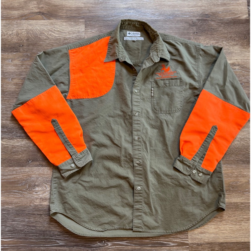 Columbia Sportswear Hunting Shirt Mens XL Olive Orange Burnt Pine Plantation